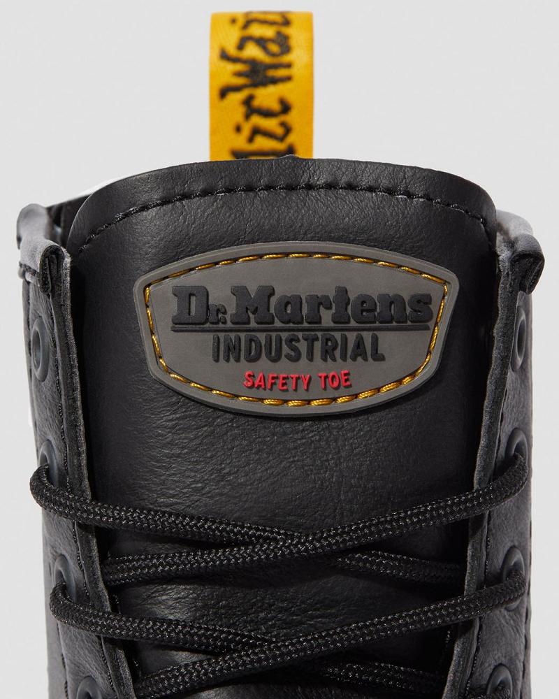 Black Women's Dr Martens Maple Zip Newark Steel Toe Work Boots | CA 400EBC